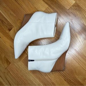 Nine West White Ankle Booties with Wedge Heel